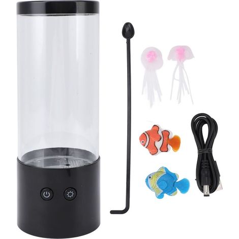Lampe LED USB silencieuse en forme de méduse, lumière colorée pour Aquarium, salon, chambre à coucher, bureau (1/5)