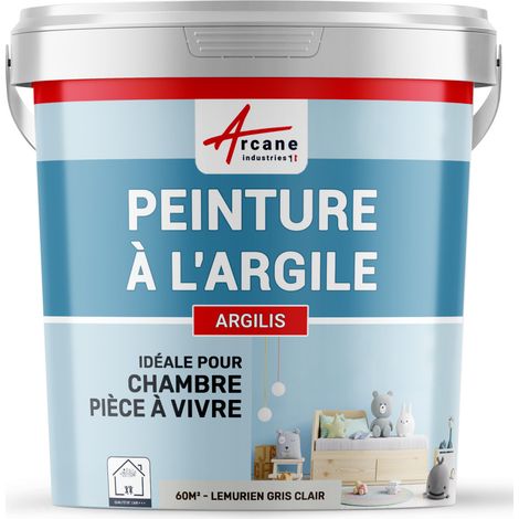 Peinture argile, naturelle, decoration, chambre, enfant, argilis - 60 m² (2x5 kg en 1 couche) Lemurien Gris Clair - ARCANE INDUSTRIES (1/3)