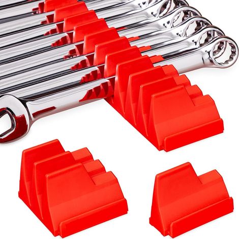 [Wrench Organizer] Multifunctional Modular Storage Organizer for Wrench Sets and Adjustable Wrenches, Plastic Space-Saving Holder, Red Color (1/5)
