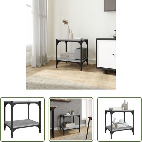 vidaXL Meuble tv acier -  Meuble TV Sonoma gris 40x33x41 cm Bois d'ingénierie et acier (1/5)