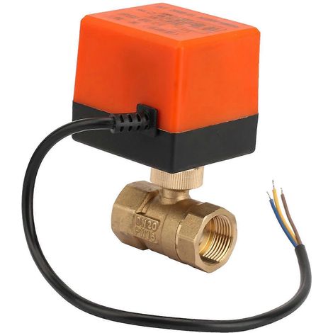 Motorisiertes Messing-Kugelventil, 2-Wege-Elektroventil, 3-adrig, 1-Punkt-Steuerung, G3/4 DN20, AC 220 V