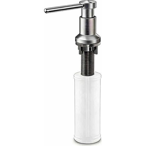 Distributeur de savon de cuisine intégré, distributeur de liquide vaisselle durable, en acier inoxydable 304, bouteille de 350 ml. (1/5)