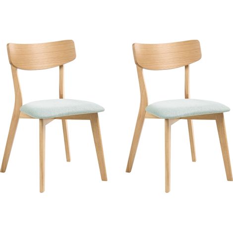 Conjunto de 2 sillas de comedor retro sin reposabrazos asiento de tela marrón claro y verde menta Hope