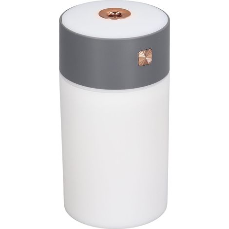 Tragbarer 300-ml-Tischluftbefeuchter mit Kaltvernebelung und farbigem Licht, ideal für Auto, Zuhause, Büro und Reisen. Farbe: Grau. (1/5)