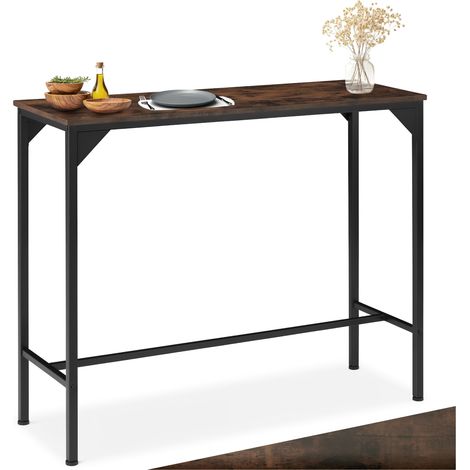 Table de bar style industriel 120 x 40 1005 cm bois foncé