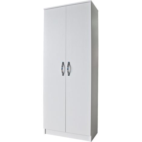 1PZ KIT ARMADIO 2 ANTE SCARPIERA 5 RIPIANI 71X38X182 BIANCO FRASSINO (1/2)