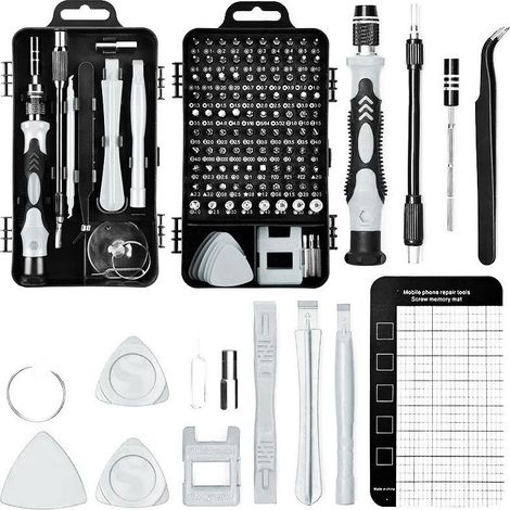 Kit d'outils de tournevis de précision gris 122 en 1 pour l'électronique et le bricolage (1/5)