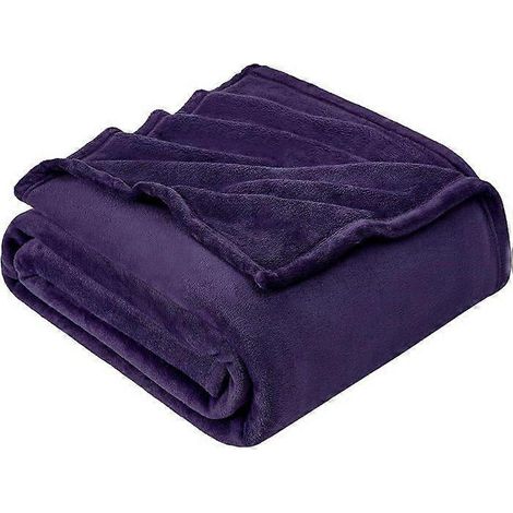 Couverture double en laine violette Hansleep, légère et respirante, idéale pour une utilisation sur les lits, les canapés, les chaises longues, le camping, etc., violette, 60 x 80 pouces. (1/5)