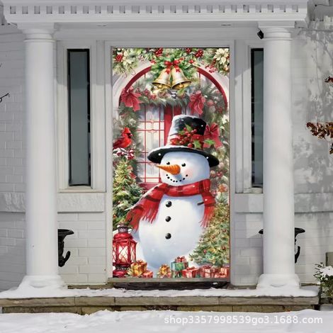 Bannière de porte décorative / Panneau d'arrière-plan 90x210cm en polyester / Style élastique / Motif festif Noël (1/2)