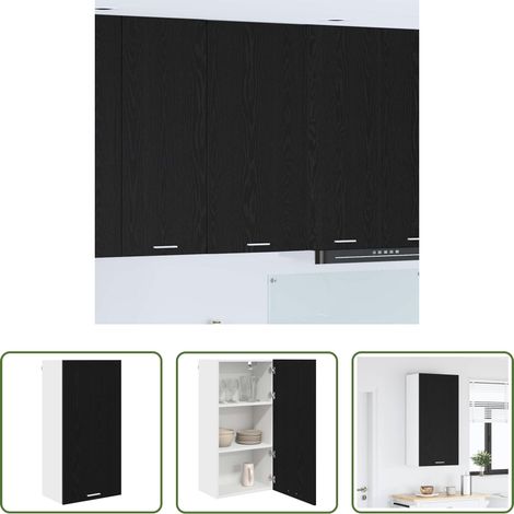 Holzschrank - Hängeschrank mit Tür Schwarze Eiche und Weiß 50 x 31 x 100 cm (1/5)