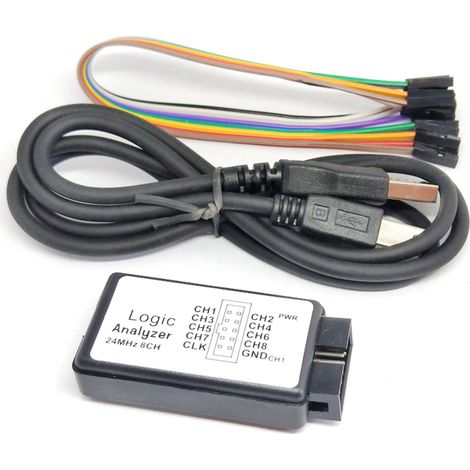 Analizador lógico USB de 8 canales y 24 MHz para microcontroladores ARM FPGA: herramienta de depuración (24 MHz, 16 MHz, 12 MHz, 8 MHz, 4 MHz, 2 MHz) (1/5)