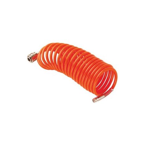 Tuyau spiralé pour compresseurs avec raccords rapides Profil allemand Diamètre mm 6x8 mt.7,5