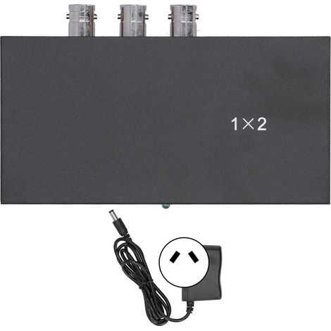 Répartiteur SDI 1 entrée 2 sorties 1080P, adaptateur distributeur avec indicateur LED, compatible SD/HD/3G-SDI, alimentation 100-240V (prise AU) (1/5)