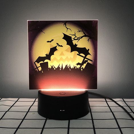 Décoration d'Halloween LED Citrouille Chauve-souris Veilleuse Veilleuse 1 Pièce Orange Chauve-souris