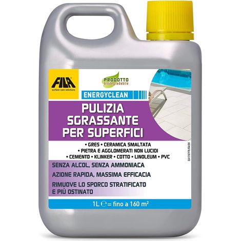 FILA Surface Care Solutions ENERGYCLEAN Detergente Sgrassante per Le Superfici, Incolore, 1 Litro (1/4)