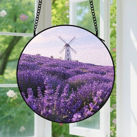 Suspension en vitrail - Attrape-soleil unique en verre coloré, décoration porte fenêtre, cadeau Fête des Mères, Anniversaire pour femme, homme 12,5 cm (1/5)