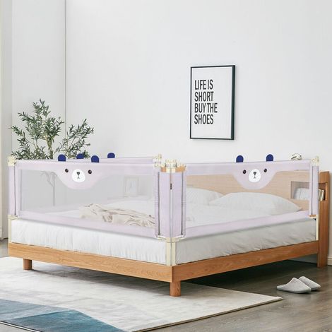 Barrière De Lit - 200 cm - Réglable En Hauteur - Tissu Oxford Gris - Sans Perçage - 1 Pièce (1/5)