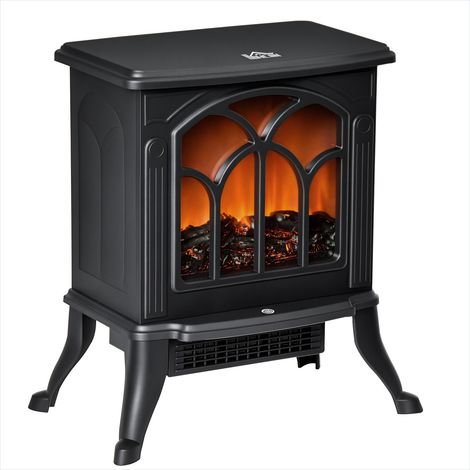 Cheminée électrique sur pied 1500 W effet flamme LED noir Métal (1/5)
