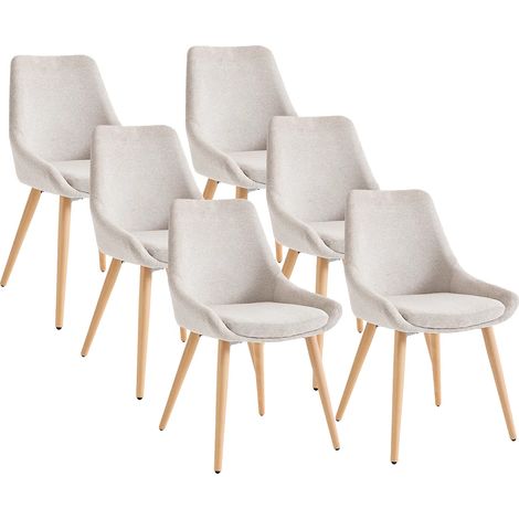 Lot de 6 chaises en tissu et hêtre - Beige - MASURIE (1/5)