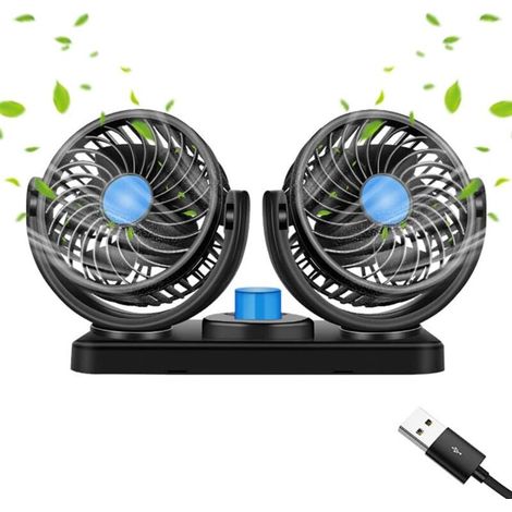 Ventilateur USB 5V Double Tête - Rotation 360° - Silencieux, Compact pour Voiture, Maison, Bureau - 2 Vitesses (1/5)