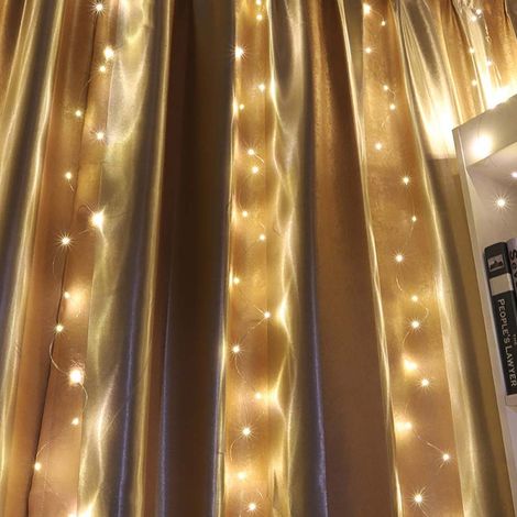 x 2 m Lichterkette mit 200 LEDs, USB-Fernbedienung, Kupferdraht, 8 Modi, Warmweiß, für Partys, Hochzeiten, als Vorhanglichter oder Dekorationen (1/5)
