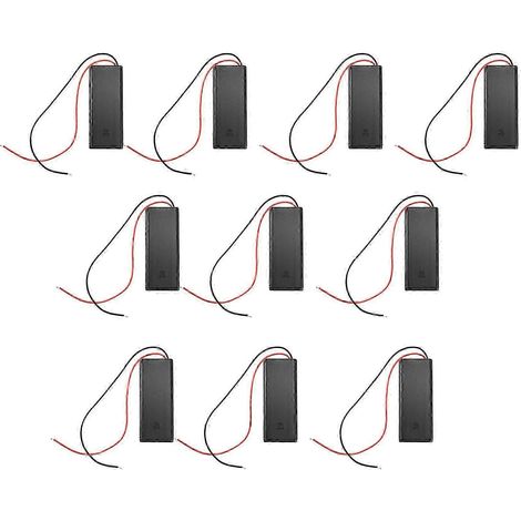 Lot de 10 porte-piles AAA avec interrupteur marche/arrêt, couvercle arrière et cordon d'alimentation. Boîtier de rangement pour piles 3 V. WHBYV (1/4)