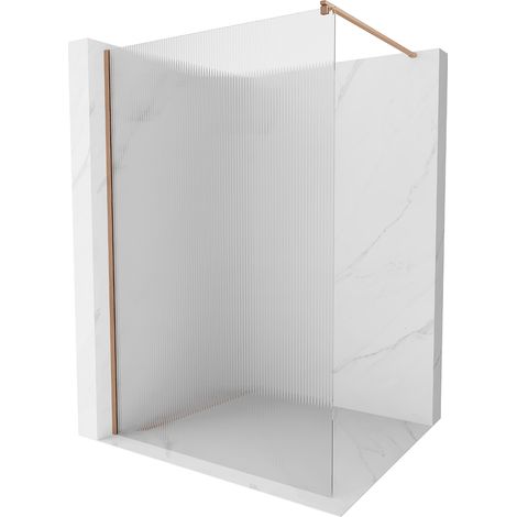 Mexen Kioto Walk-in Duschwand 130 x 200 cm, Klarglas 8 mm, gebürstetes Messing - 800-130-101-65-09