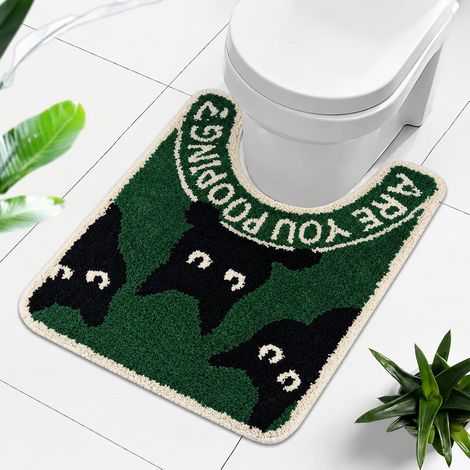 CCYKXATapis de Toilette en Forme de U, Absorbant antidérapant Lavable, Tapis de Bain en Microfibre, Tapis de Salle de Bain pour Base de Toilette 50x60 cm (1/5)