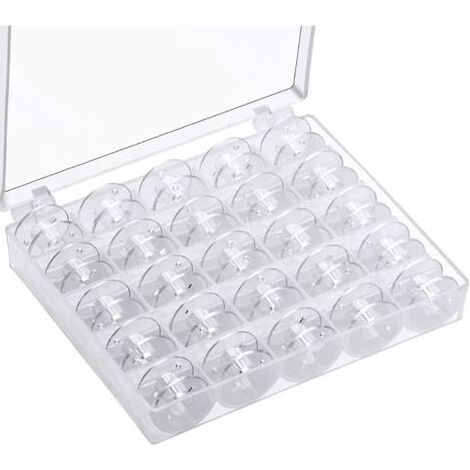 Canette Machine a Coudre,Bobines pour Machine à Coudre Canettes de Couture Universelle Bobine de Machine à Coudre en Plastique avec Bote de Rangement (25 pièces Transparente) (1/5)