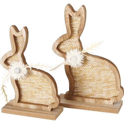 Boltze Figur Crysan 2-teilig Osterhasen, Frühlings-Dekoration, Figuren aus Holz