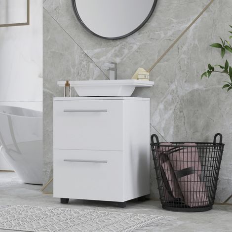 Mobile sottolavabo con cassetto e apertura a U, 41,5 x 35,5 x 59 cm, bianco, REDOM (1/5)