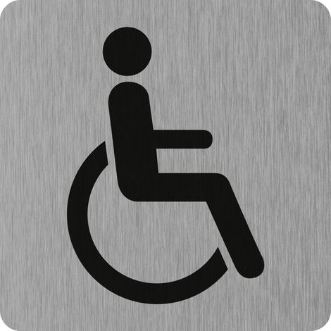 Plaque de porte Toilettes Handicapés - Aluminium brosse 100x100mm - 4384047