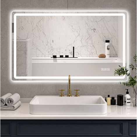 LED-Badezimmerspiegel 60 x 120 cm, rahmenlos, beschlagfrei, 3 Lichtfarben, dimmbar OKMYHOME (1/5)