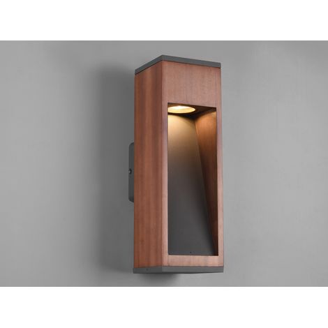 Rechteckige Außenwandleuchte Canning GU10 Naturholz IP54 Trio Lighting (1/5)