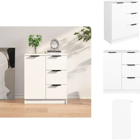 Buffet Blanc 60x30x70 cm Bois d'ingénierie - Buffet Blanc - Meuble Rangement - Commode - Armoire - Mobilier Salon (1/5)