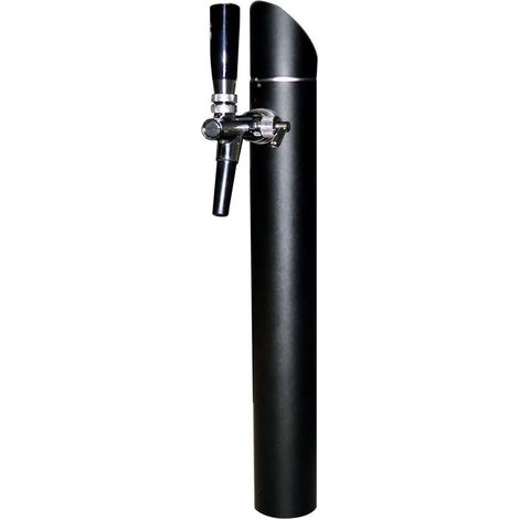 Colonne de tirage à bière Black Tower, modèle monoflux en aluminium noir mat avec accents chromés et dorés, hauteur 46,5 cm, diamètre 60 mm pour bars et restaurants