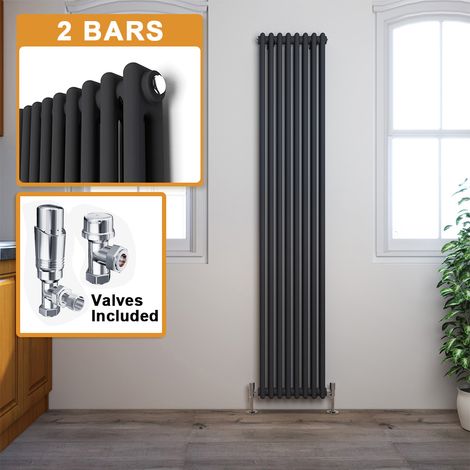 ELEGANT Traditional Column Radiator Cast Iron Style Radiator Vertical Radiator 1800 Anthracite Double Column Radiator Rads 1800 x 380 mm (1/5)