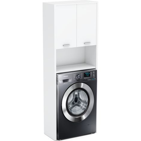 Weißer Matt-Waschmaschinenschrank, stehender Badezimmerschrank, Badezimmersockel