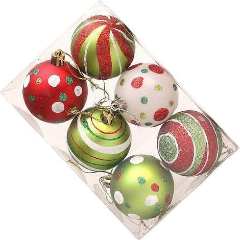 Lot de 6 boules de Noël en plastique pour décoration de sapin et fêtes. (1/5)