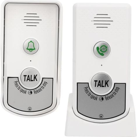1 Sonnette interphone sans fil, portée 1000m, batterie 2000mAh, étanche IP54, ABS, pour maison villa hôtel