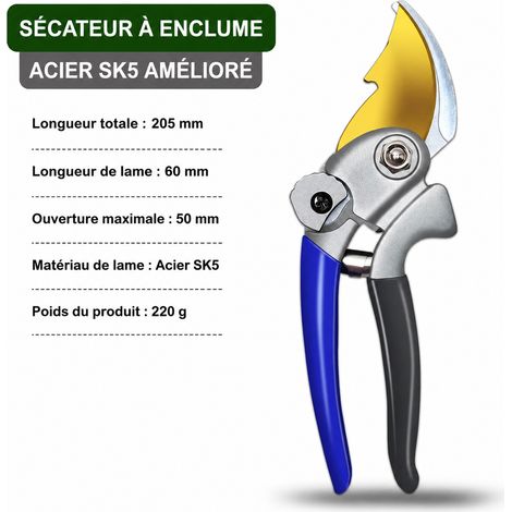 Sécateur manuel de jardin modèle Aigle doré en acier allié SK-5 à lame dorée sk5 sk-5 20.5 6 210 × 7 × 3 cm 220 g – Livraison gratuite