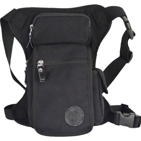 Beintasche Motorrad Canvas Reitertasche Hüfttasche Schwarz (1/5)