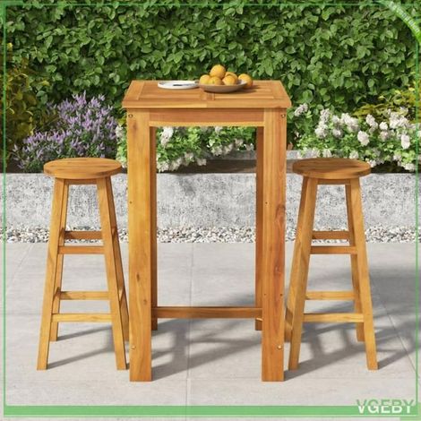 Ensemble de bar de jardin 3 pcs - FAFEICY - 3154388 - Bois d'acacia massif - Finition à l'huile - Table 60x60x105 cm (1/5)
