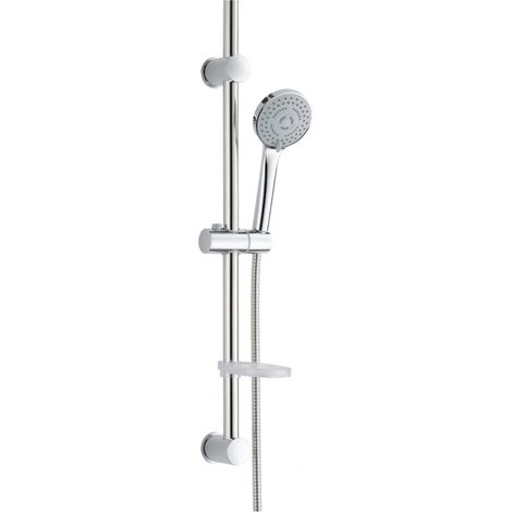 Saliscendi interasse regolabile con asta ø25 mm, altezza 660 mm, doccetta 3 getti cromata, portasapone e flessibile 150 cm - modello: nature 125 (1/2)