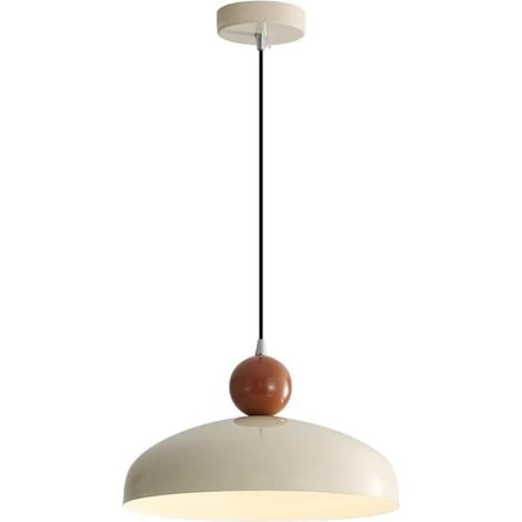 Suspension industrielle vintage E27 avec abat jour en métal blanc, style nordique, idéale pour îlot de cuisine, salle à manger, chambre ou autre pièce (1/4)
