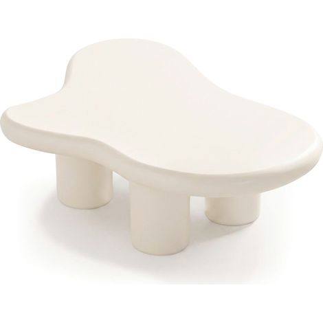 Table basse forme courbes naturelles Valdo 69x100cm Crème (1/5)
