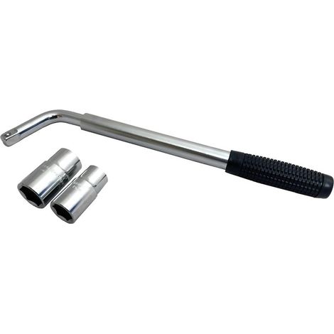 Clé démonte-roue pour voiture – Manche télescopique – Tailles de douilles : 17 mm, 19 mm, 21 mm, 23 mm – Convient à tous les modèles de véhicules standard (1/5)