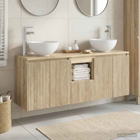 vidaXL Bathroom Cabinet Set 3 pcs Sonoma Oak 129 x 35 x 80 cm (1/5)