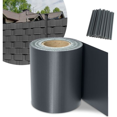 SWANEW Schermo privacy da giardino in PVC Recinzione a doppia barra Rotolo di pellicola per recinzione balcone 10 pezzi PVC 35x0.19m antracite (1/5)