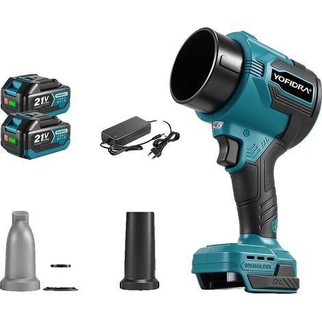 Ventilador turbo eléctrico, motor sin escobillas, funcionamiento inalámbrico, batería de 2 x 3,0 Ah. (1/2)